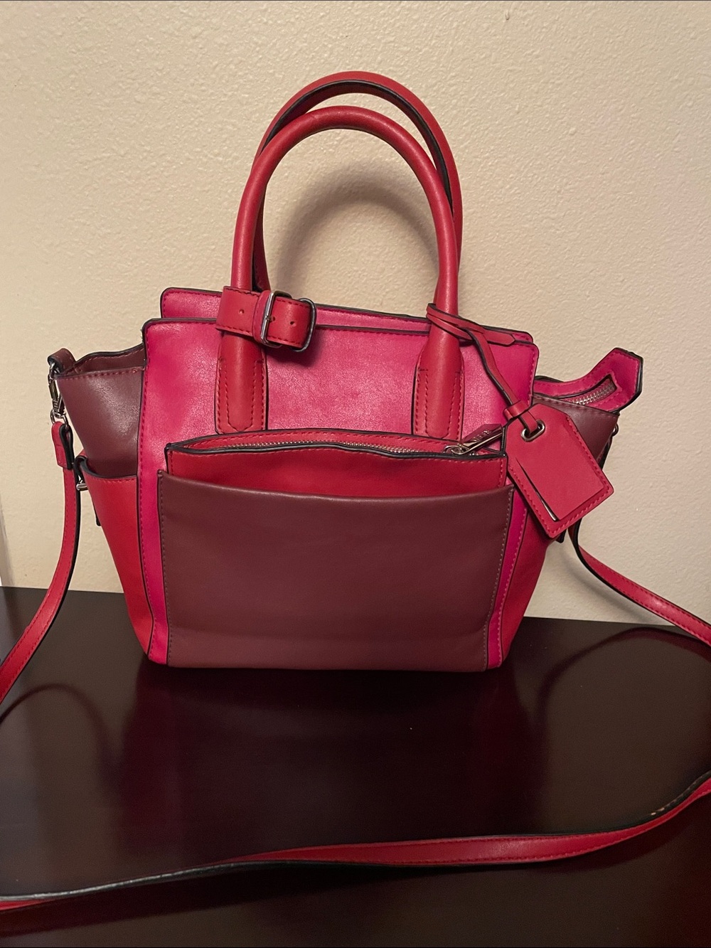 Women’s Two-Tone Pink & Burgundy Satchel